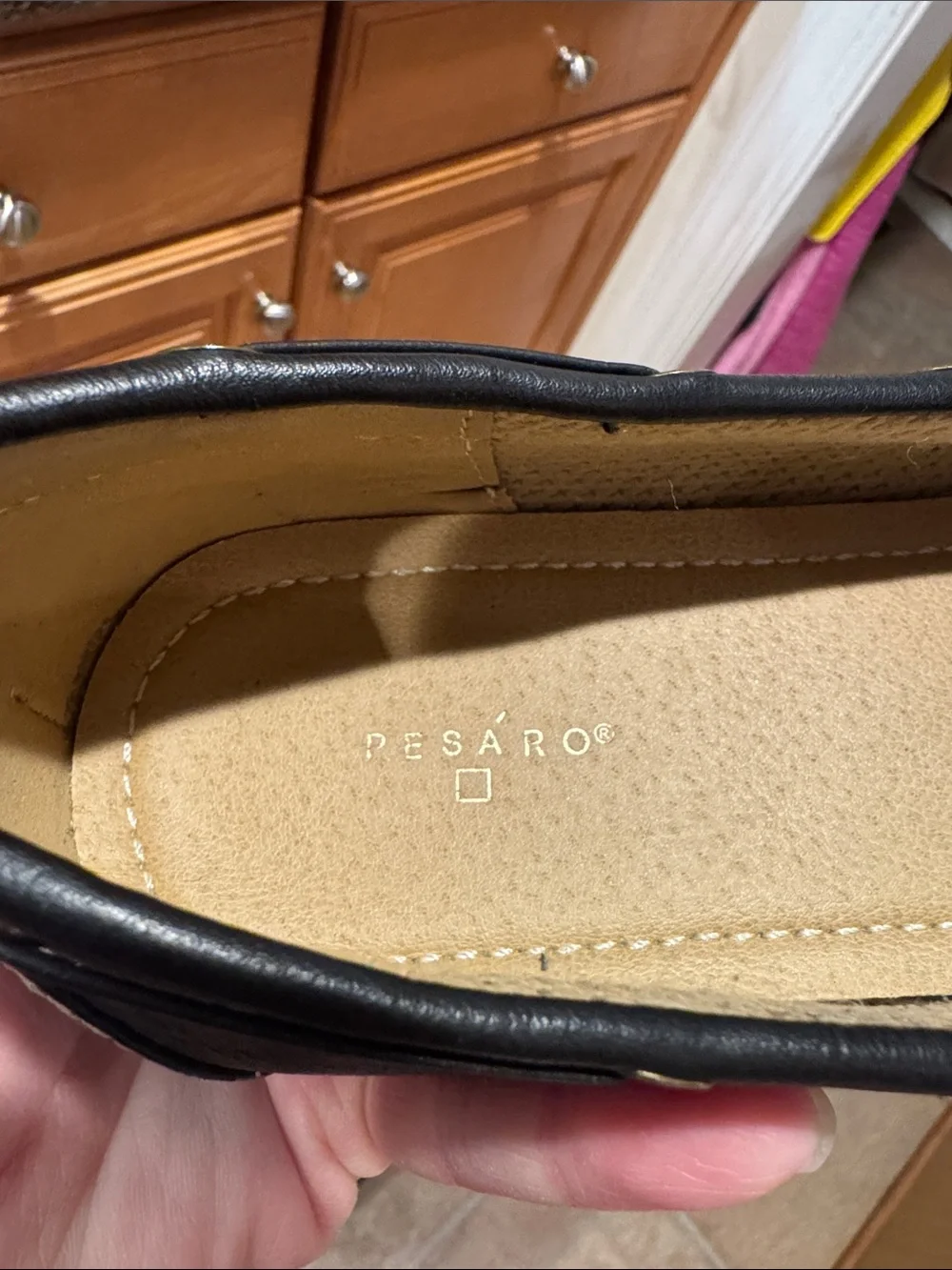 Pesaro Classic Black Women's Moccasin Loafers with Contrast Stitching Size 11